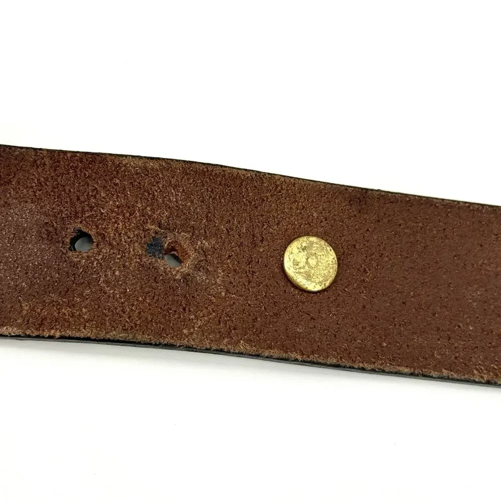 Remington Mens SZ 42 Brown Leather 12 GA Gauge Shell Belt Brass Buckle Concho